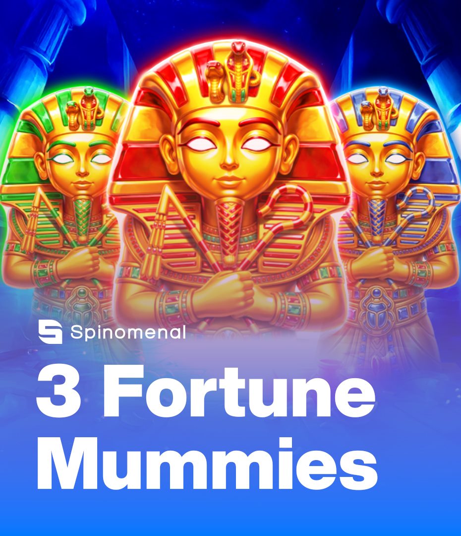 Rodillos verticales de 3 Fortune Mummies con símbolos de momias, escarabajos y cartas
